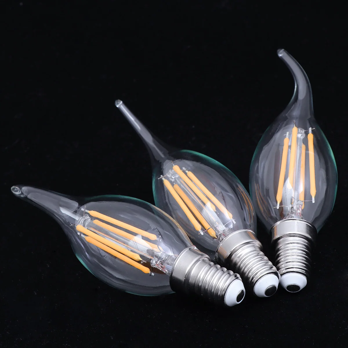 3 قطعة E14 4 واط خيوط لهب لمبات الضوء الأبيض الدافئ للثريات قلادة أضواء شمعدانات جدارية تركيبات لهب تلميح لمبة #1