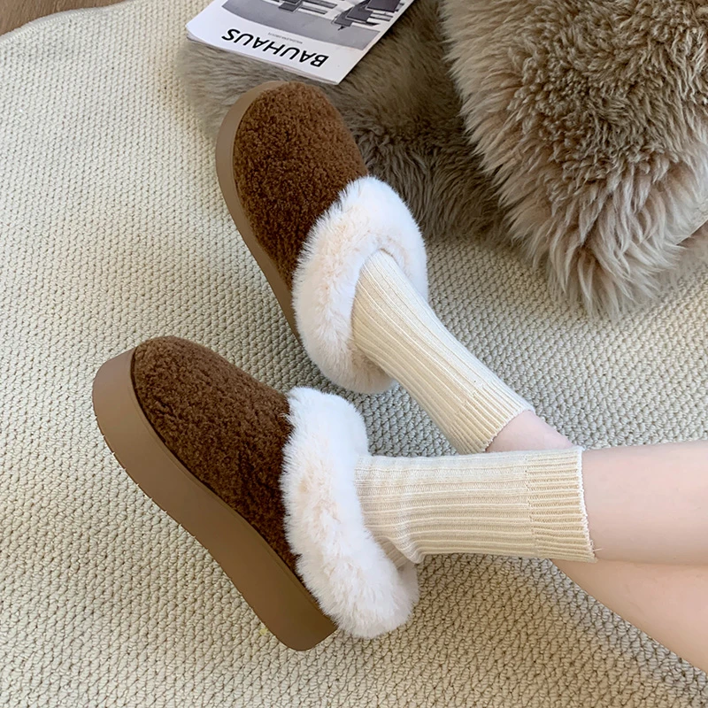 AJGS Snow Boots for Women Sheepfold Woolen Winter Boots for Women Thick Sole Warm  Anti-slip Thickened Plush Ankle Boots