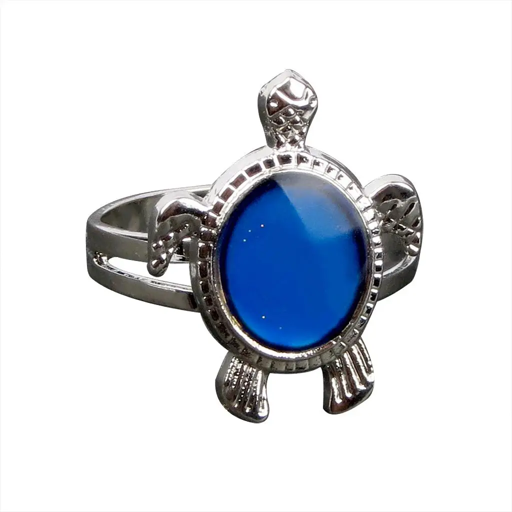 Color Change Turtle Pendant Necklace Ring Set Mood Stone Thermochromic Jewelry Stainless Steel Fashion Accessory Gift for Women