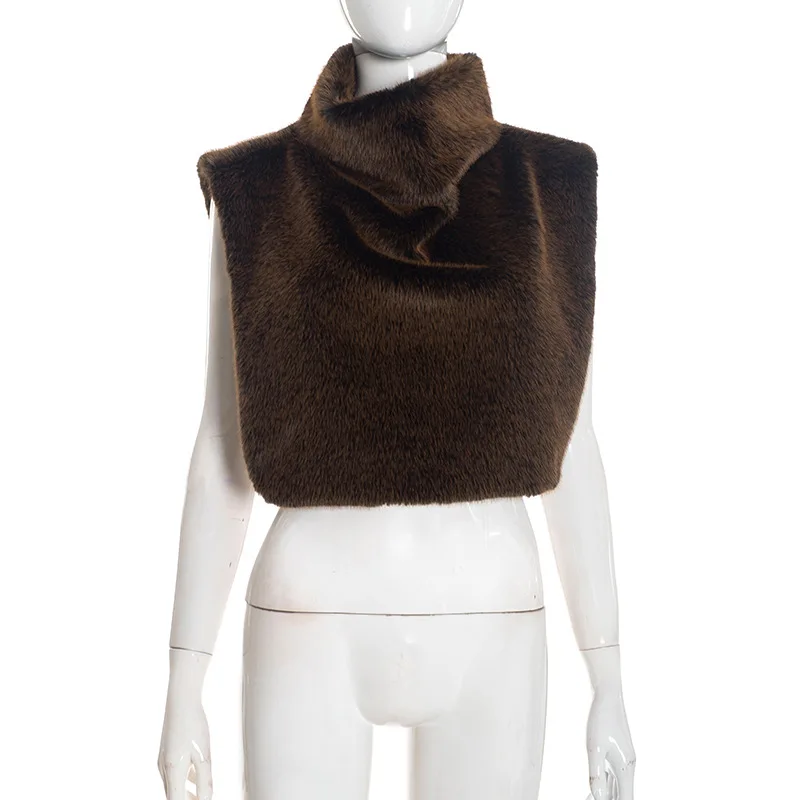 Women's Autumn & Winter New Arrival Stylish Solid Green Furry Gilet Warm Ropa Mujer 5