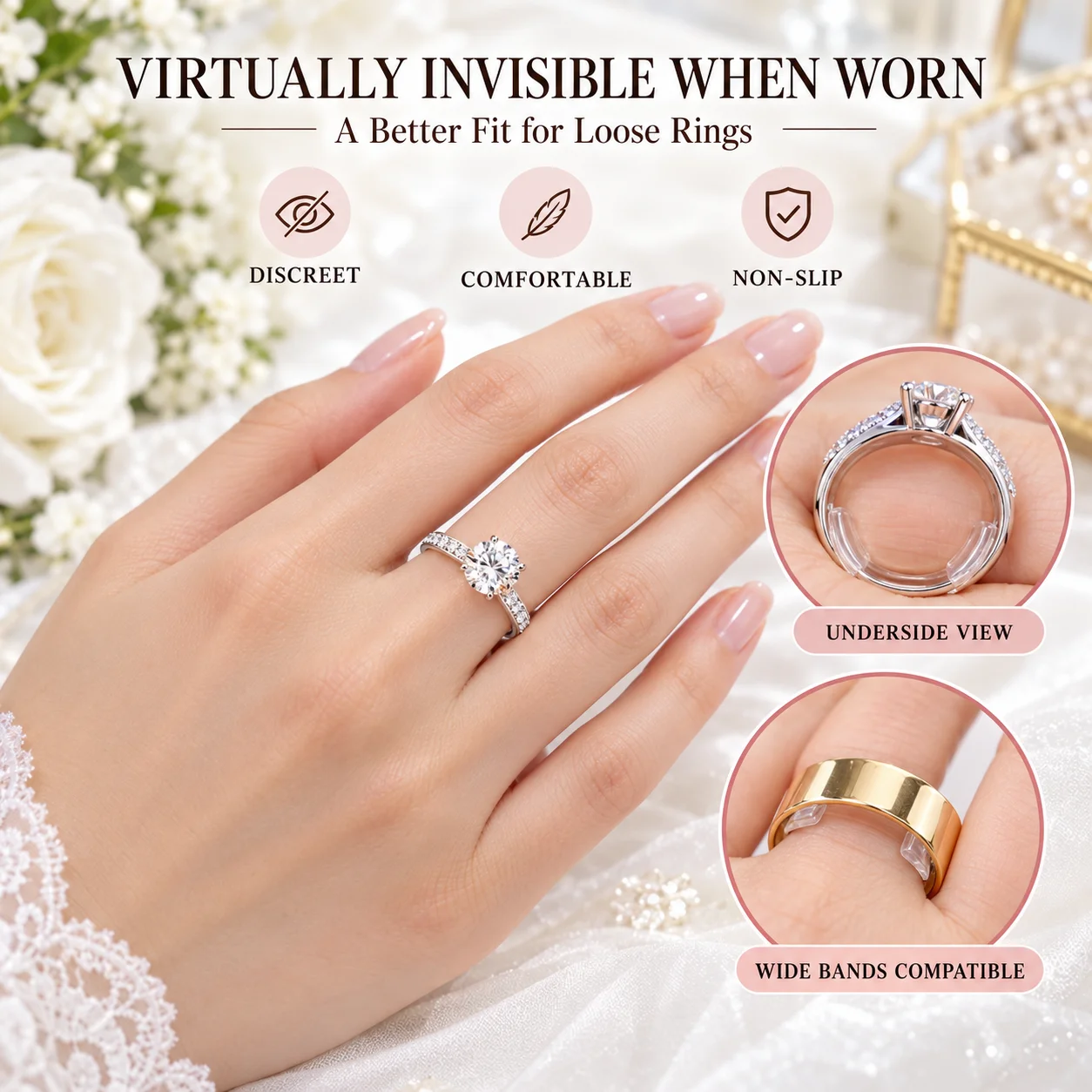 8 Sizes Silicone Invisible Clear Ring Size Adjuster Resizer Loose Rings Reducer Ring Sizer Fit Any Rings DIY Jewelry Tools