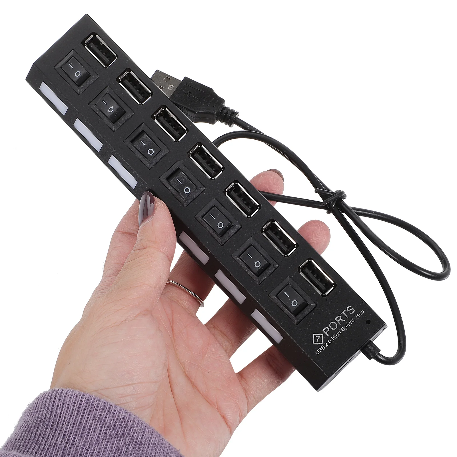 7-портовый USB-концентратор, адаптер-сплиттер с несколькими портами USB для портативного компьютера, независимые порта, практичный, энергосберегающий, безопасный