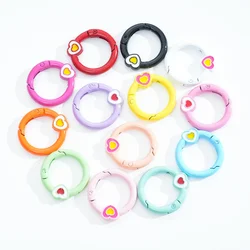 27mm Colorful Metal O Ring Heart Spring Clasp Openable Round Carabiner Keychain Clips Hook Dog Chain for DIY Jewelry Accessories