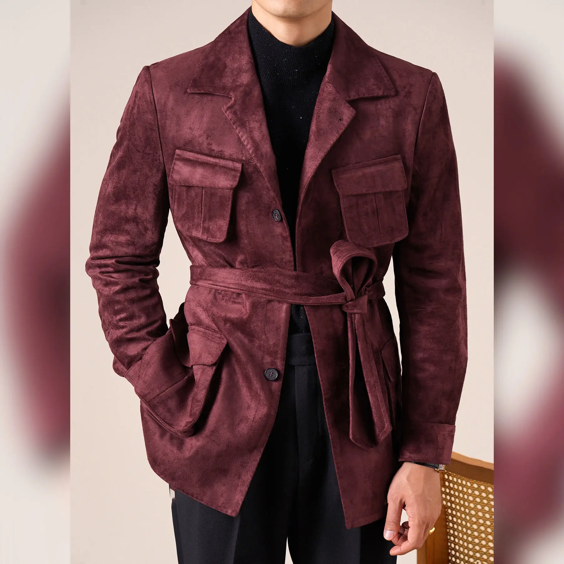 

Куртка в итальянском стиле для мужчин, осень-зима, винтажное джентльменское пальто известного бренда, повседневное мужское пальто Jaqueta Masculina, мужская куртка с поясом