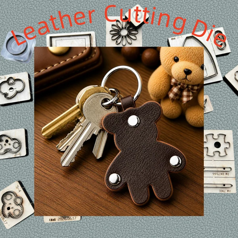 Cute Mini Bear Shape Key Ring Leather Cutting Die Japan Steel Wooden Knife Mold DIY Handmade Leather Craft Tool