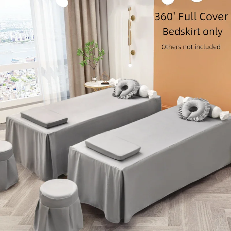 1pcs Solid Bedskirt for Beauty Salon Anti-slip Massage Spa Table Bedcover Bedspread Skin-Friendly Bed Cover Sabanas with Hole