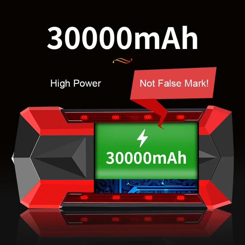 Advanced 30000mAh Portable Car Jump Starter - Quick Charge 3.0 & Wireless Charging Capability for Mobile Devices