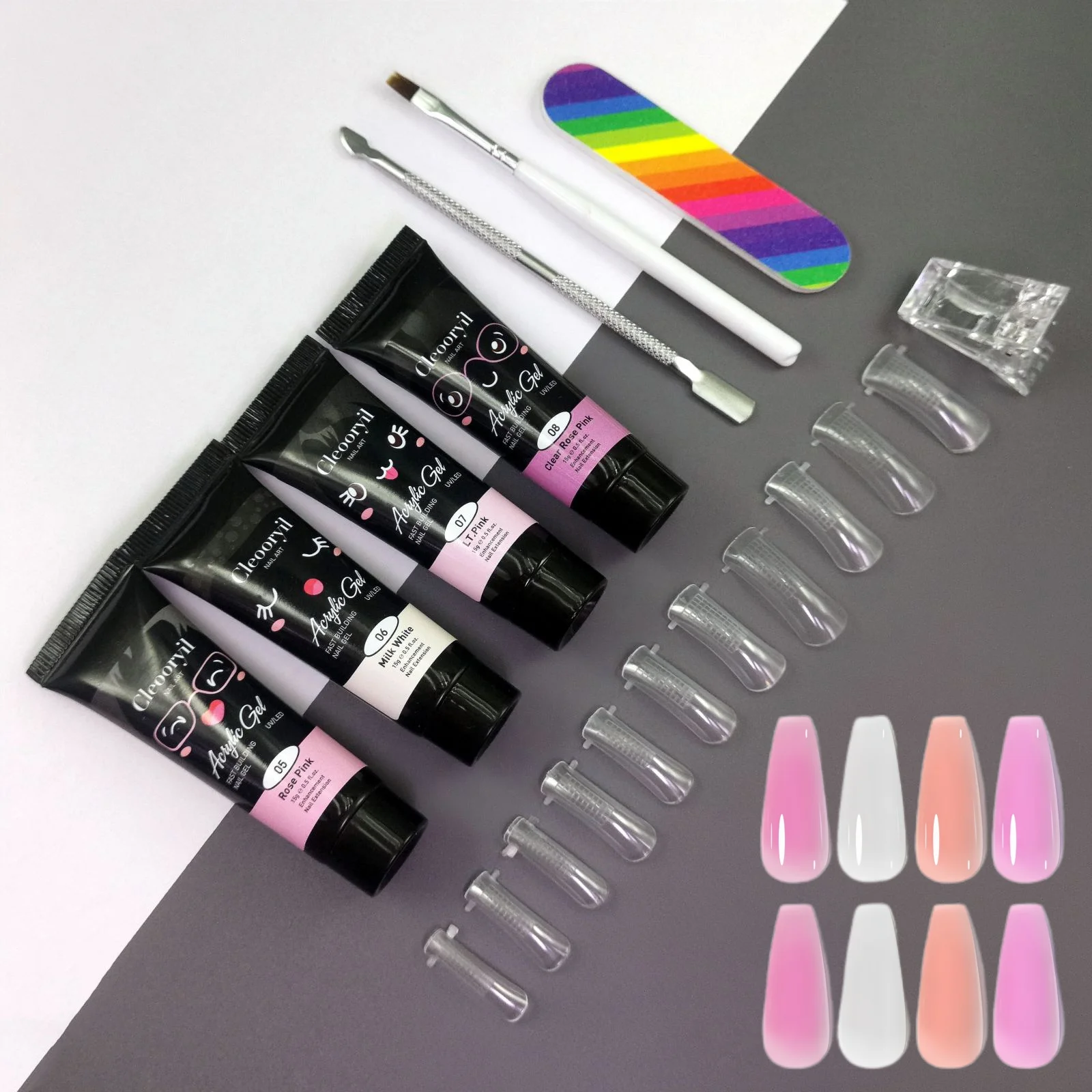 9in1 15ML Nagelverlängerungsgel Poly Semi Permanent Hard Gel Acryl Weiß Klar Nude Gel Nagellack Nail Art