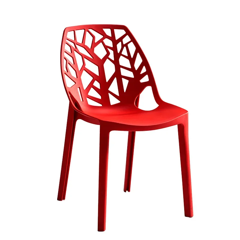 New Light Luxury Simple Plastic Backrest Chair Leisure Negotiation Dining Chair Hollowed Nail Red Chair