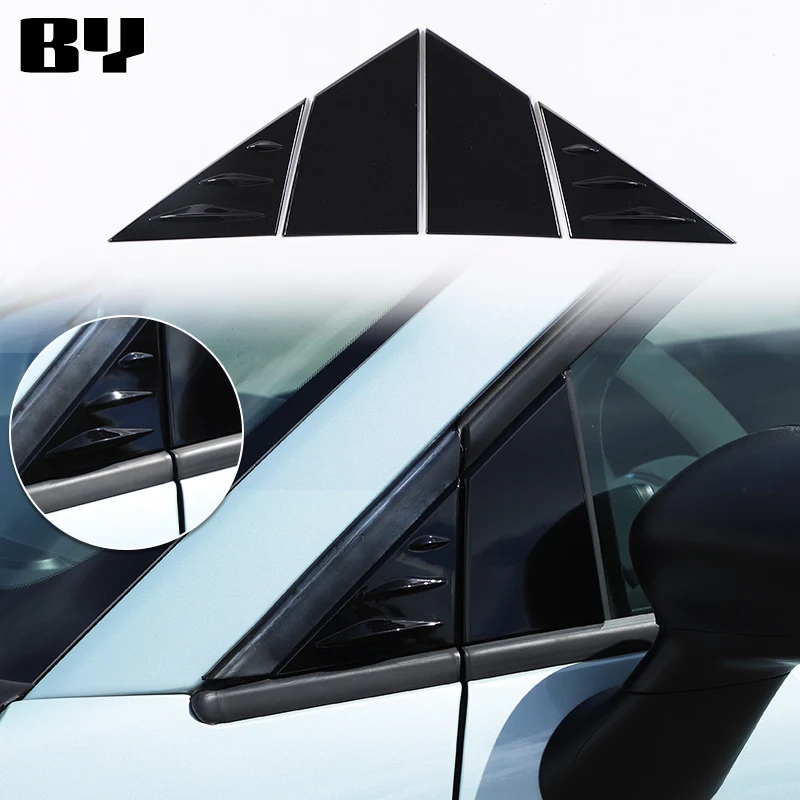 For Fiat 500 2010-2024 ABS Black Rearview Mirror Side Triangle Spoiler Trim Decorative Sticker Car Accessories