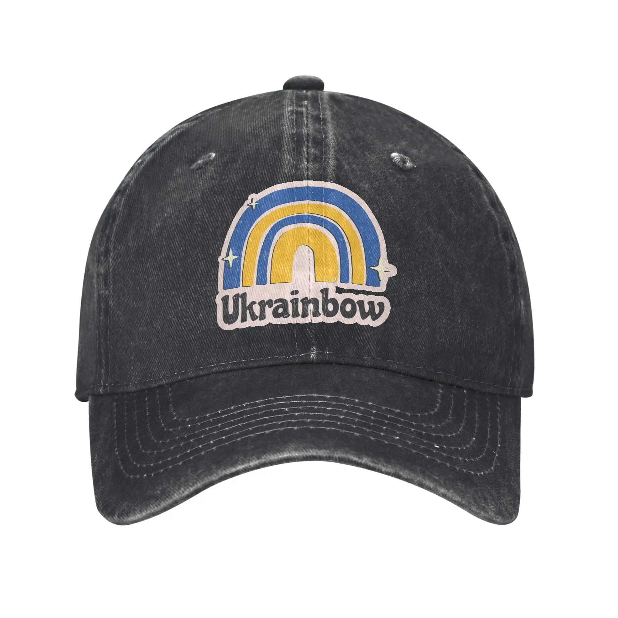Ukrainbow Tryzub Ukrainian Ukraine Men Women Baseball Cap  Washed Caps Hat Retro Outdoor Summer Adjustable Fit Sun Cap