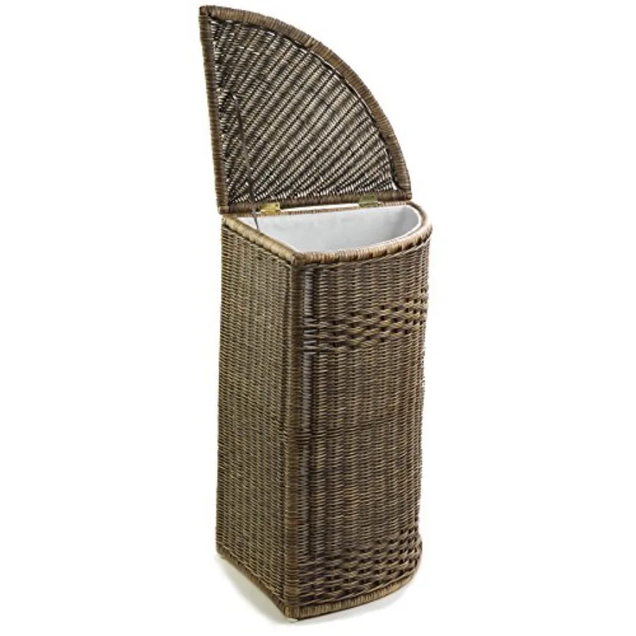 

Corner Wicker Laundry Hamper, 15 in L x 15 in W x 28 in H