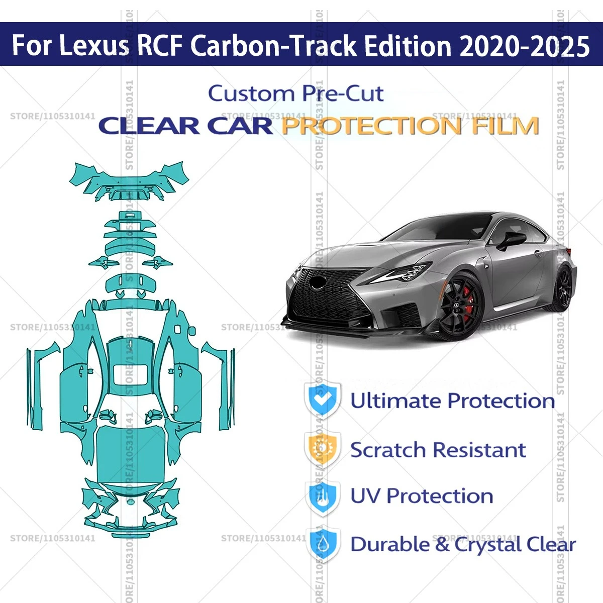 

For Lexus RCF Carbon-Track Edition 2020-2025 Pre-Cut Paint Protection Film PPF Transparent Car Film Automotive PPF Full Vehicle
