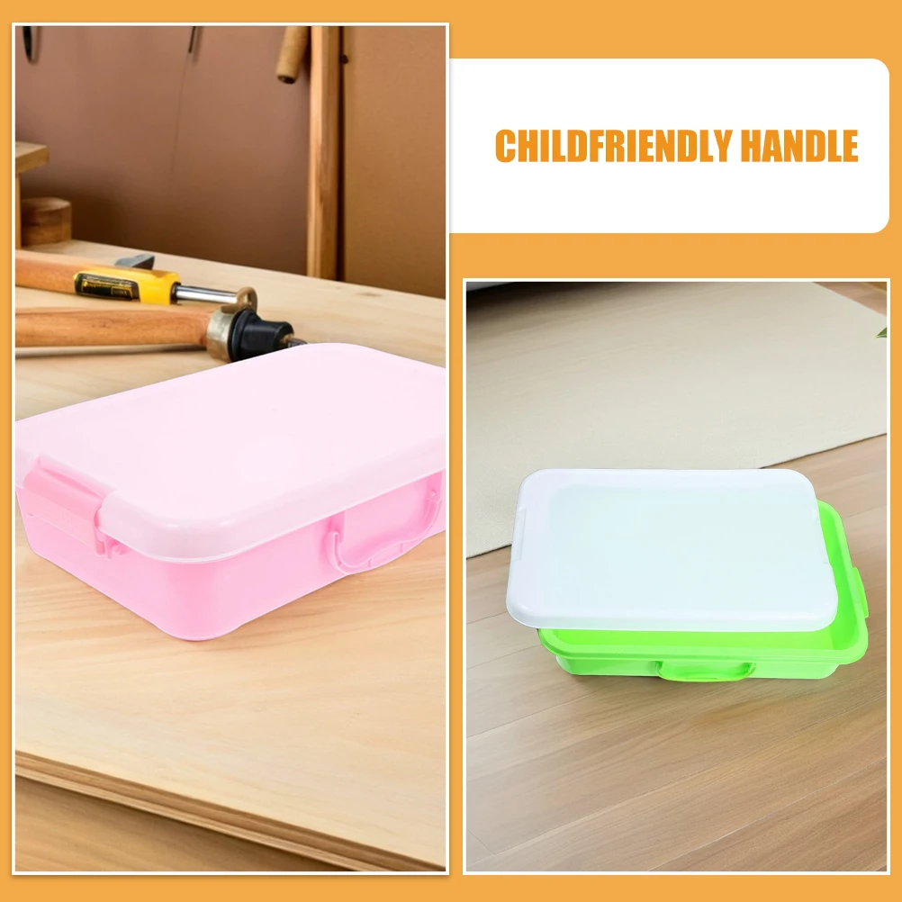 Toddler Sand Boxes with Lid Portable Plastic Tray for Kids Sensory Play Beach Toys Set Craft Storage Organizer