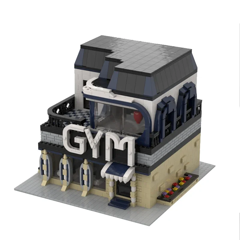 symoc GYM MOC Stad straat bouwstenen Bekijk architectuur modelblokken Winkelkraam Huissteenset Cadeau voor vriendin