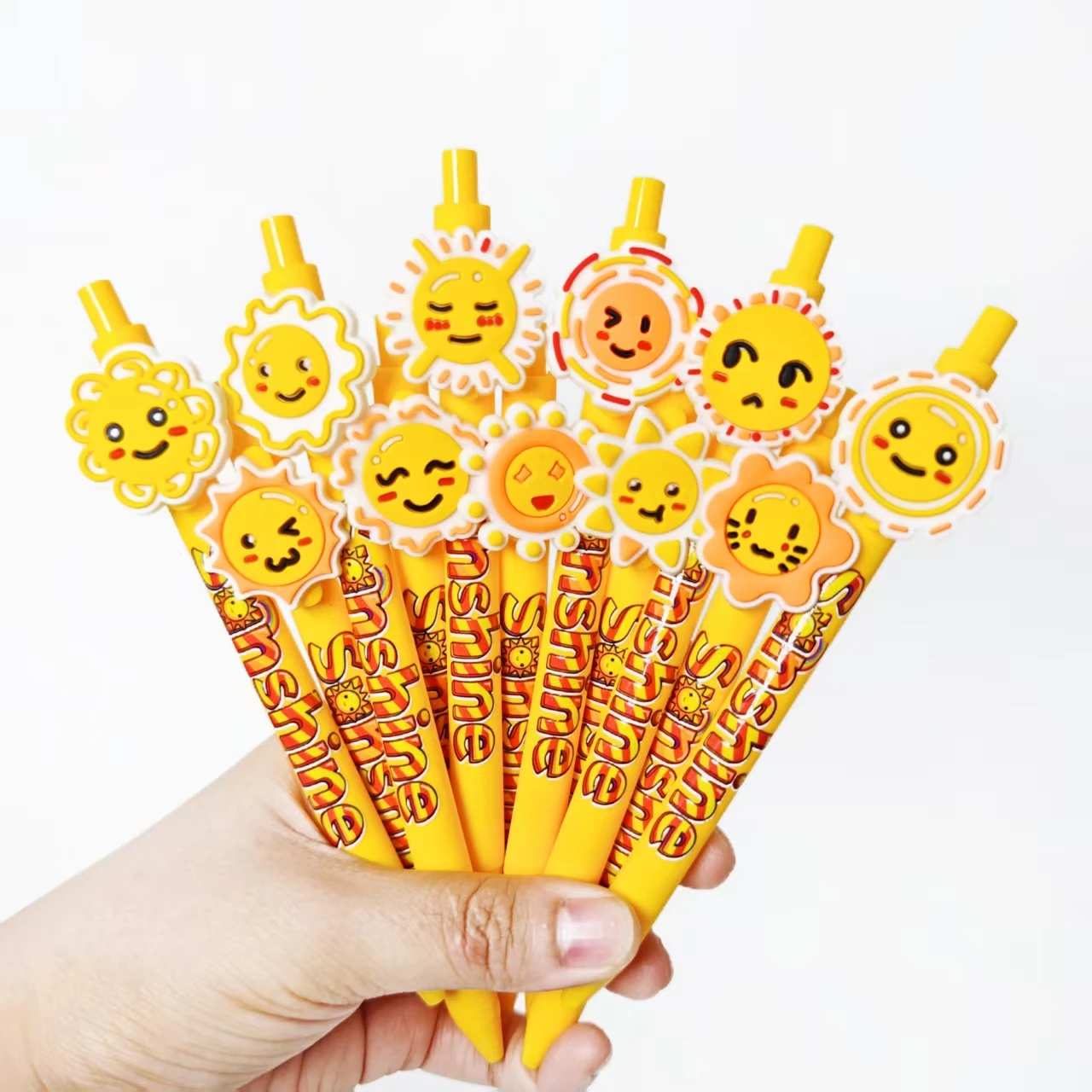 

11pcs/20pcs Little Sun themed ballpoint pen creative "Sunshine" printing daily office, student learning stationery pen