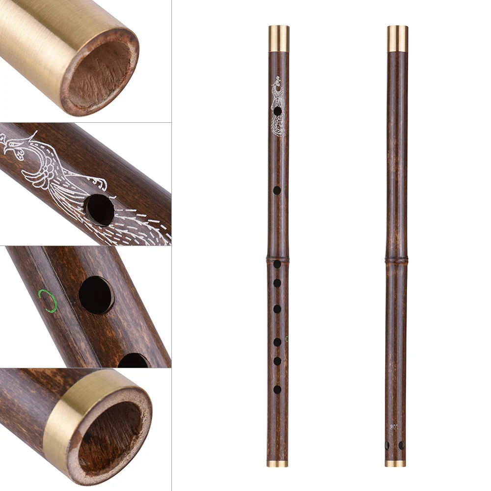 Flute Professional Black Bamboo Flute Traditional Handmade Chinese Musical Instrument Woodwind for Professional Play Beginner