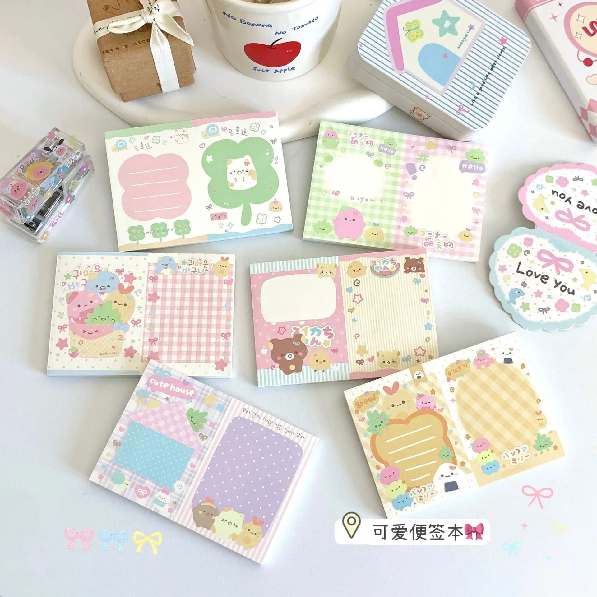 MINKYS 50 Lenzuola Kawaii Quadrifoglio Memo Pad Carta Lista delle cose da fare Diario Nota Paperlaria Materiale fai da te Cancelleria