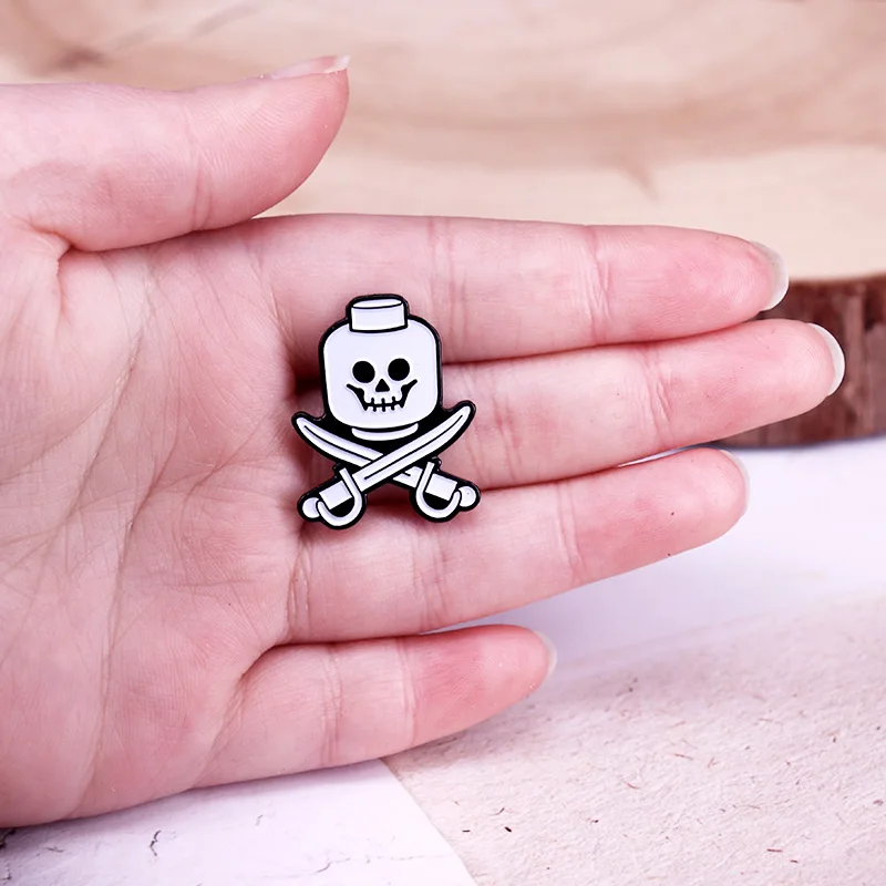Dead Bricks Tell No Tales Hard Enamel Pin Cute Funny Skull Brooch Badge Creepy Jewelry Gift