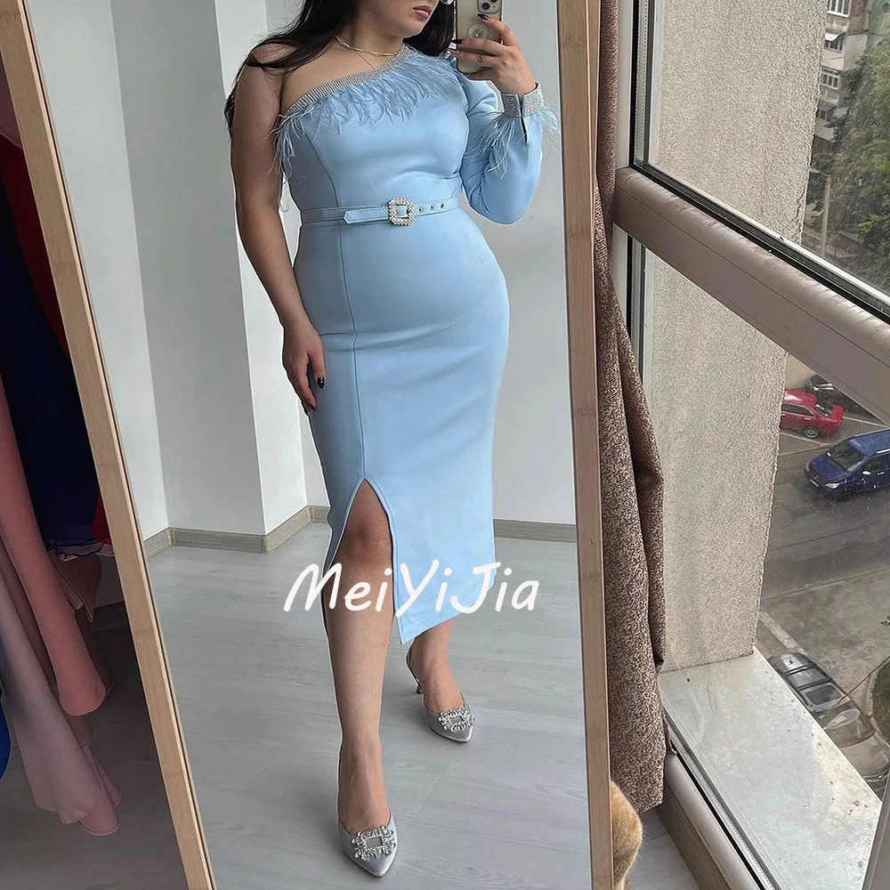 Meiyijia  Evening Dress Saudi One-shoulder Sash Beaded Sheath Mermaid  Arabia  Sexy Evening Birthday Club Outfits Summer 2024