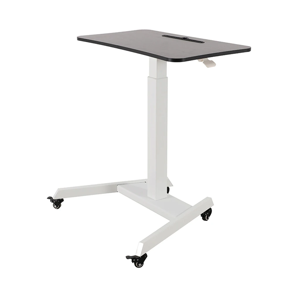 Pneumatic Standing Desk, Easy Assembly White Podium Table, Gas Spring Height Adjustable Laptop Desk with Foot Pedal Control