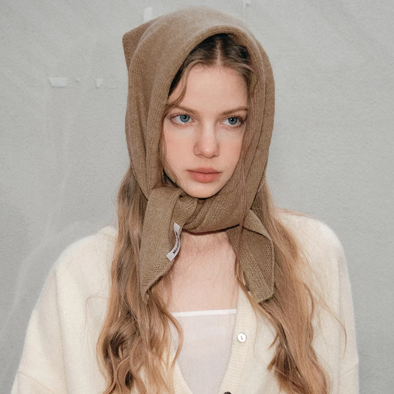 Bufanda de lana de alta calidad para mujer, chal de Cachemira versátil de Color sólido coreano, bufanda triangular para el cuello, otoño e invierno