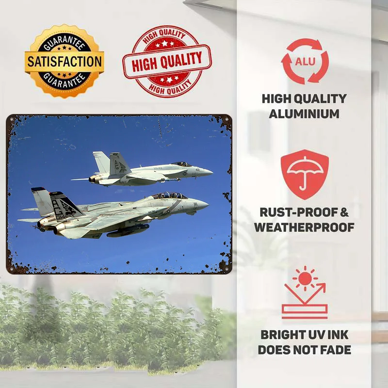 Tomcat and Hornet Printing Poster Customized Retro Wall Art Vintage Metal Signs for Room Modern Home Decoration Luxury House