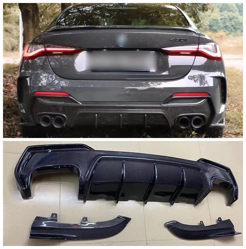 Real Carbon Fiber Material Rear Diffuser Bumper Lip Exhaust Spoiler Body Kit For BMW 4 Series G22 G23 MT Car Tuning 2020 Up