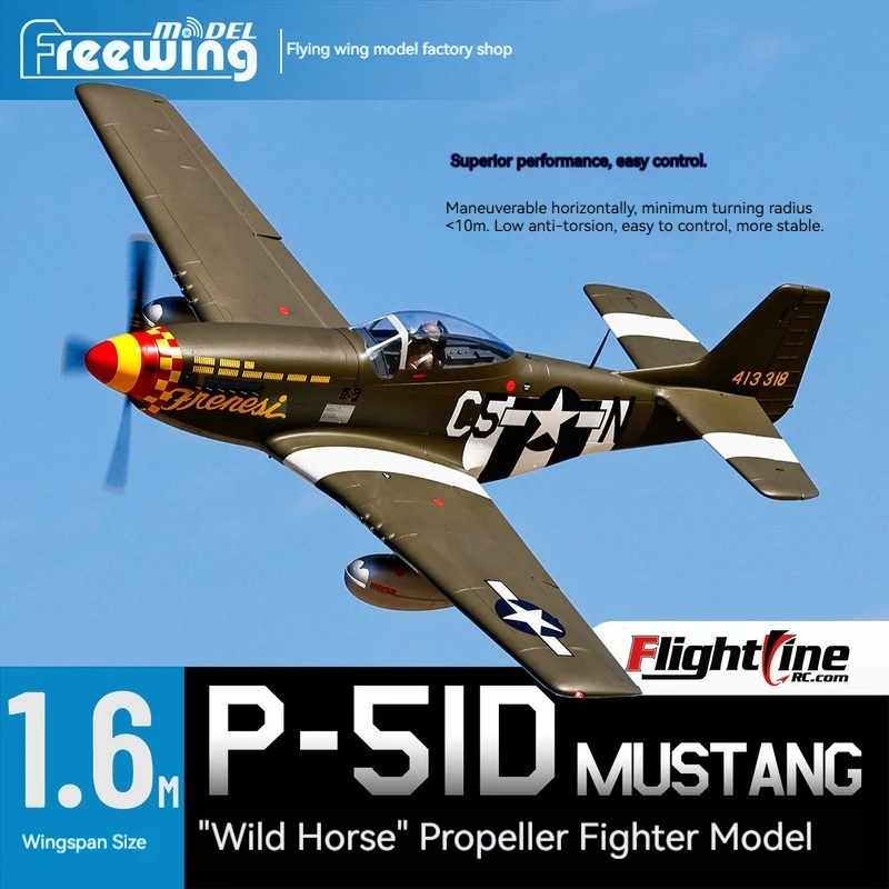 Freewing Flightline P 51D Mustang 1600Mm Wingspan Remote Control Propeller Fighter Airplane Outdoor Hobby For Adult Enthusiasts
