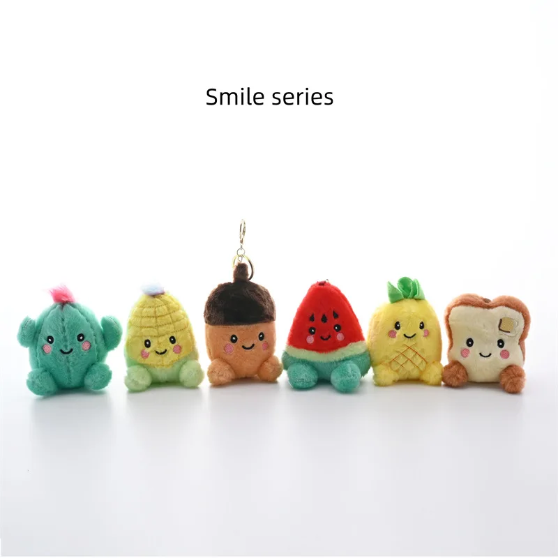 New Cute Cactus Corn Pine Nuts Watermelon Pineapple Toast Plush Toy Keychain Pendant Fruit And Vegetable Backpack Pendant