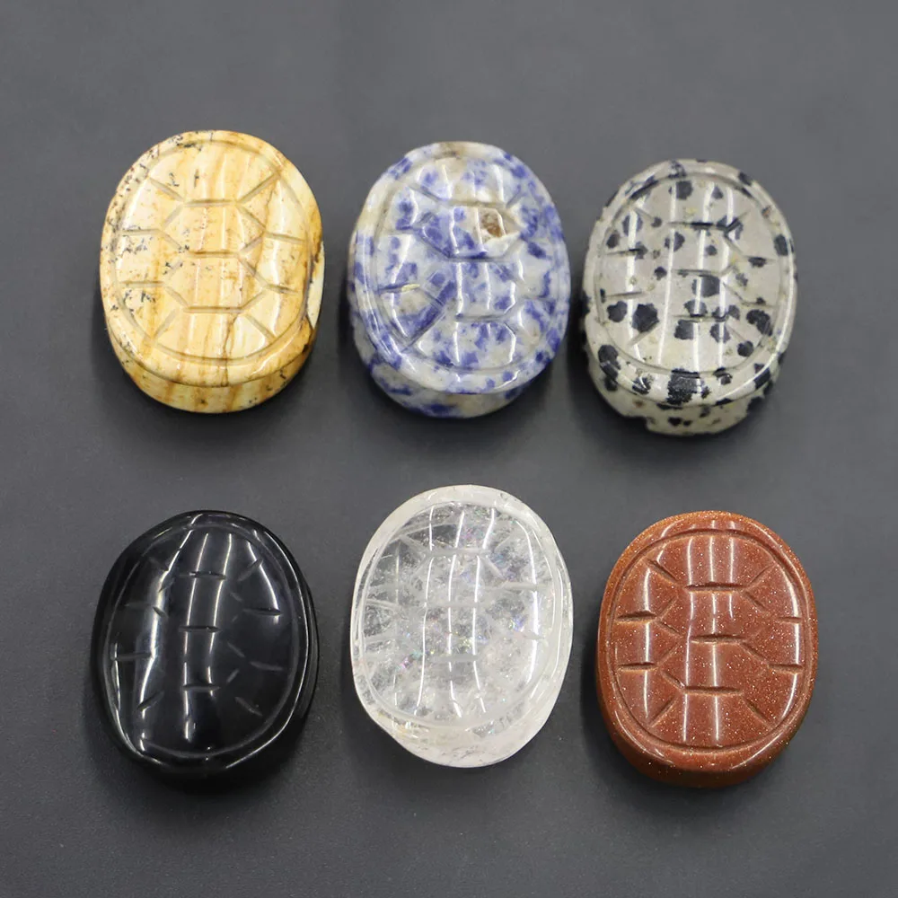 Natural Raw Cinnabar Oval Turtle Shell Back Carving Rich Jia Tianxia Hand Grinding Bead Home Decoration Jewelry Production 6Pcs