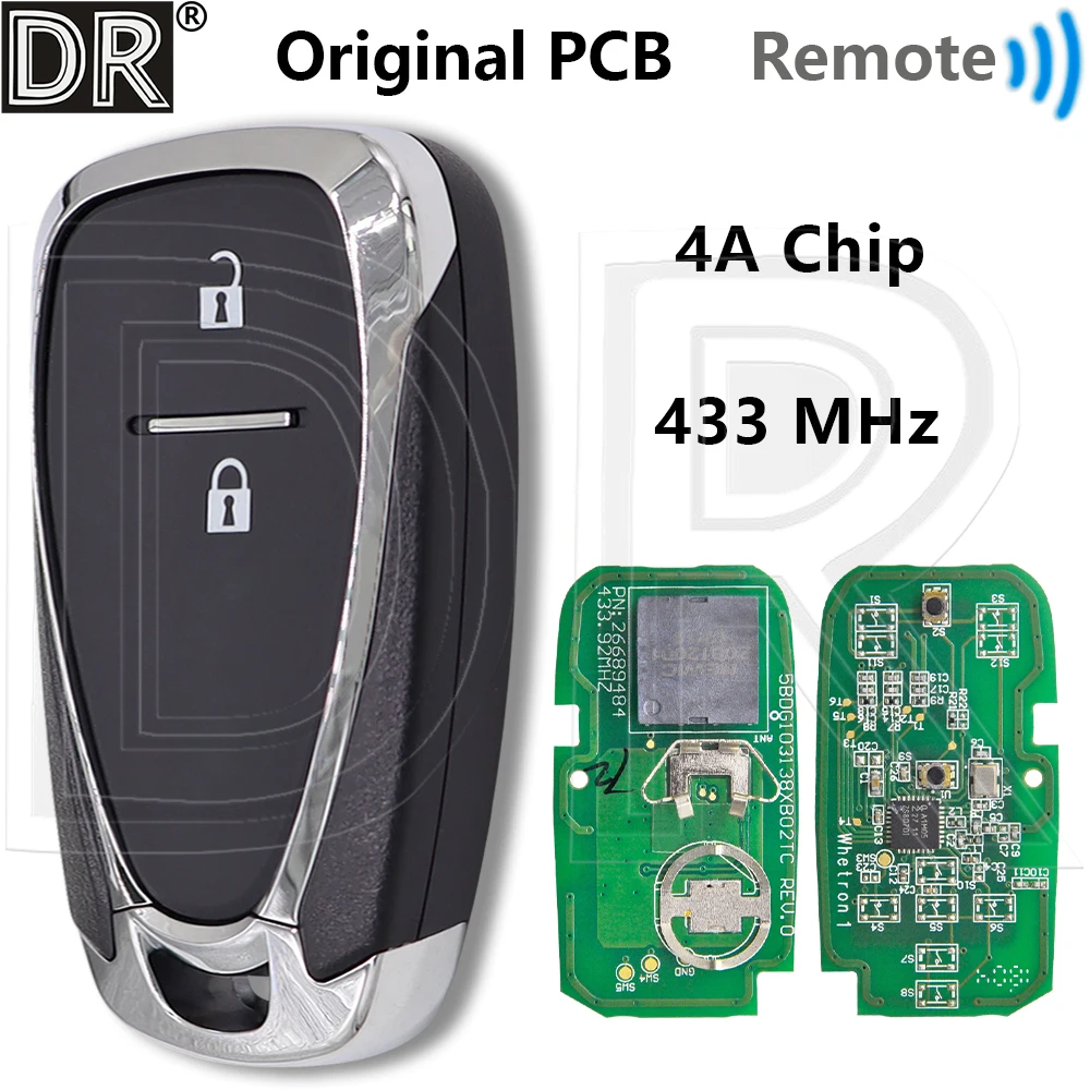 

Great Original PCB 4A Chip 433MHz 2 Button Keyless Go Car Remote Control Key For Chevrolet Tracker Trax Orlando JM