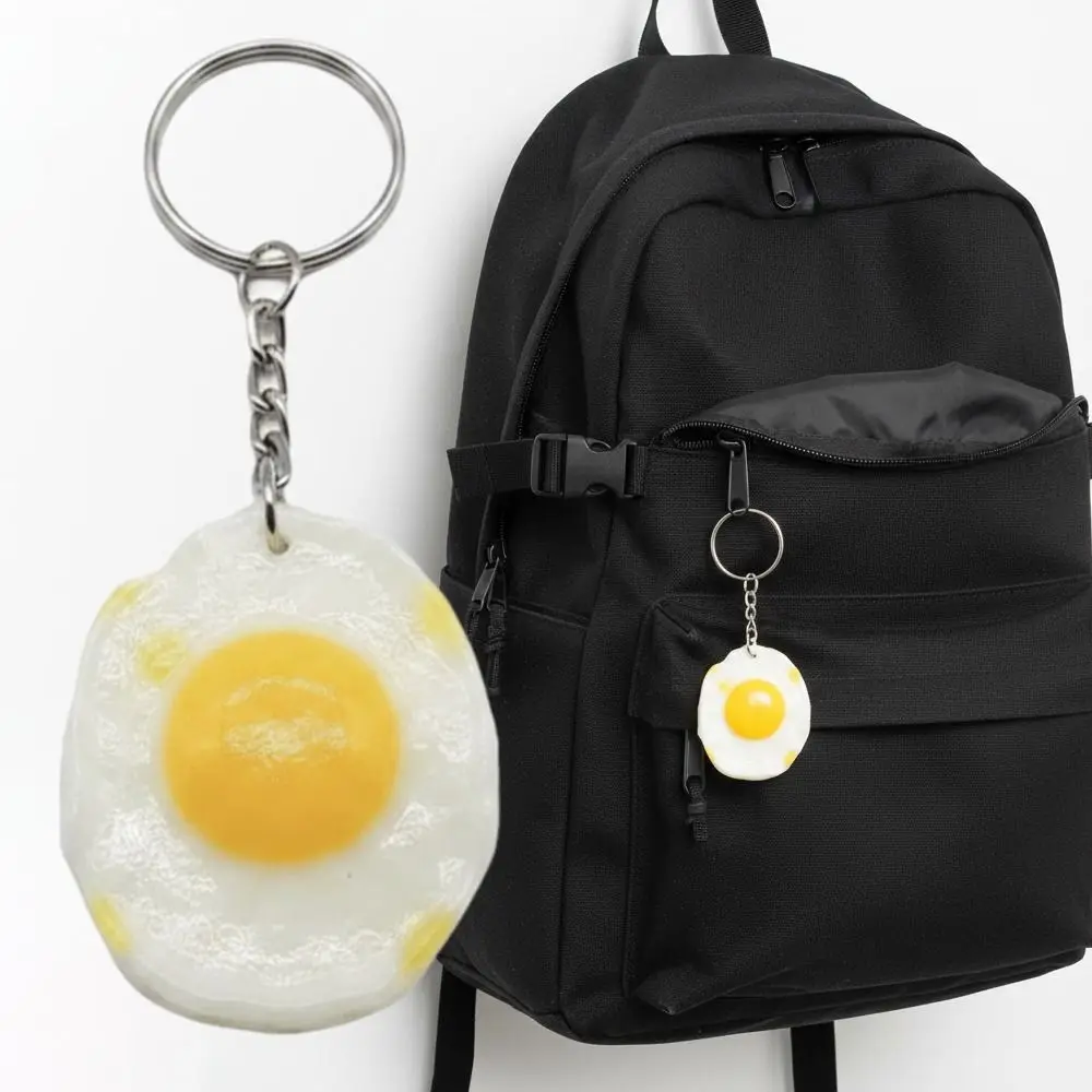 Funny Fried Egg Keychain Cute Luxury Poached Egg Charm Exquisite Fashion Simulation Food Keyring