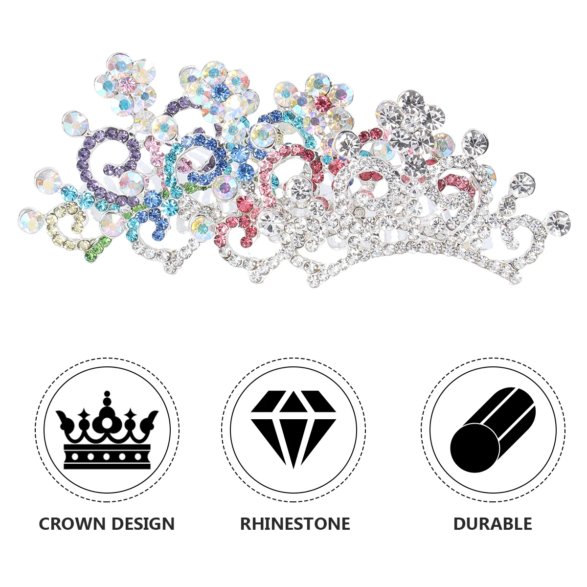 

4pcs Children Crown Jewelry Durable Rhinestone Headdress Party Birthday Pageant Kids Tiara Comb Accessories Hair Ornament