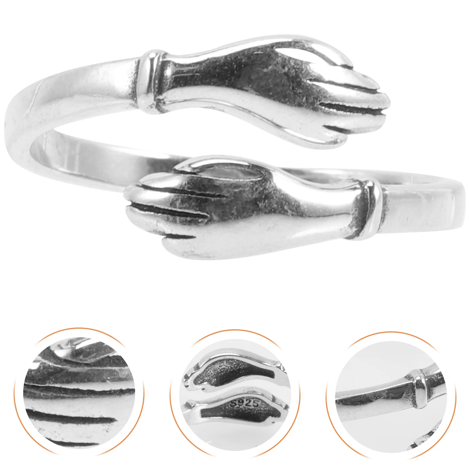 

Vintage Ring Open Hand Gesture Adjustable Fashion Ring for Women Teens Daily Party Statement Jewelry
