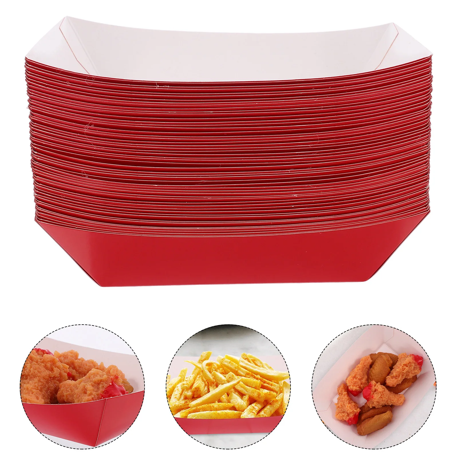 

50Pcs Snack Boxes Disposable Food Boats Carnival Theme Party Decorations Serving Hot Dog Popcorn French Fries Trays