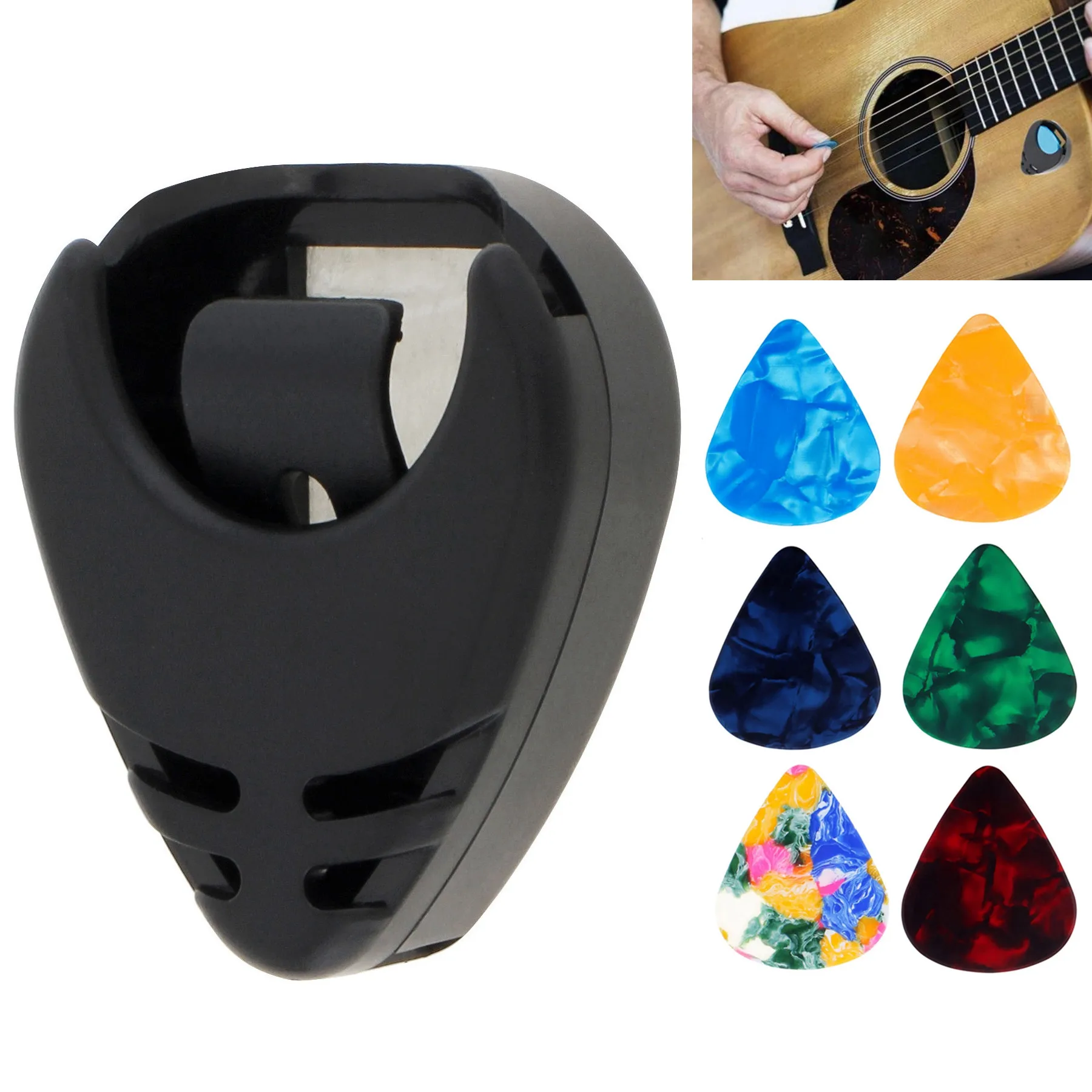 1/5/10PCS Guitar Pick Holder With 6 Picks Self Adhesive Back Pick Box for Acoustic Guitar /Bass /Ukulele Guitar Accessories