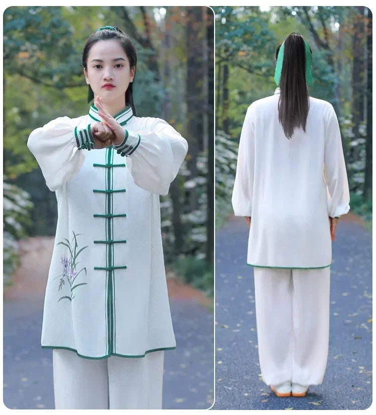 Kung fu vestido uniforme de arte marcial wushu roupas tai chi roupas femininas menina respirável kun mestre 2024 novo estilo