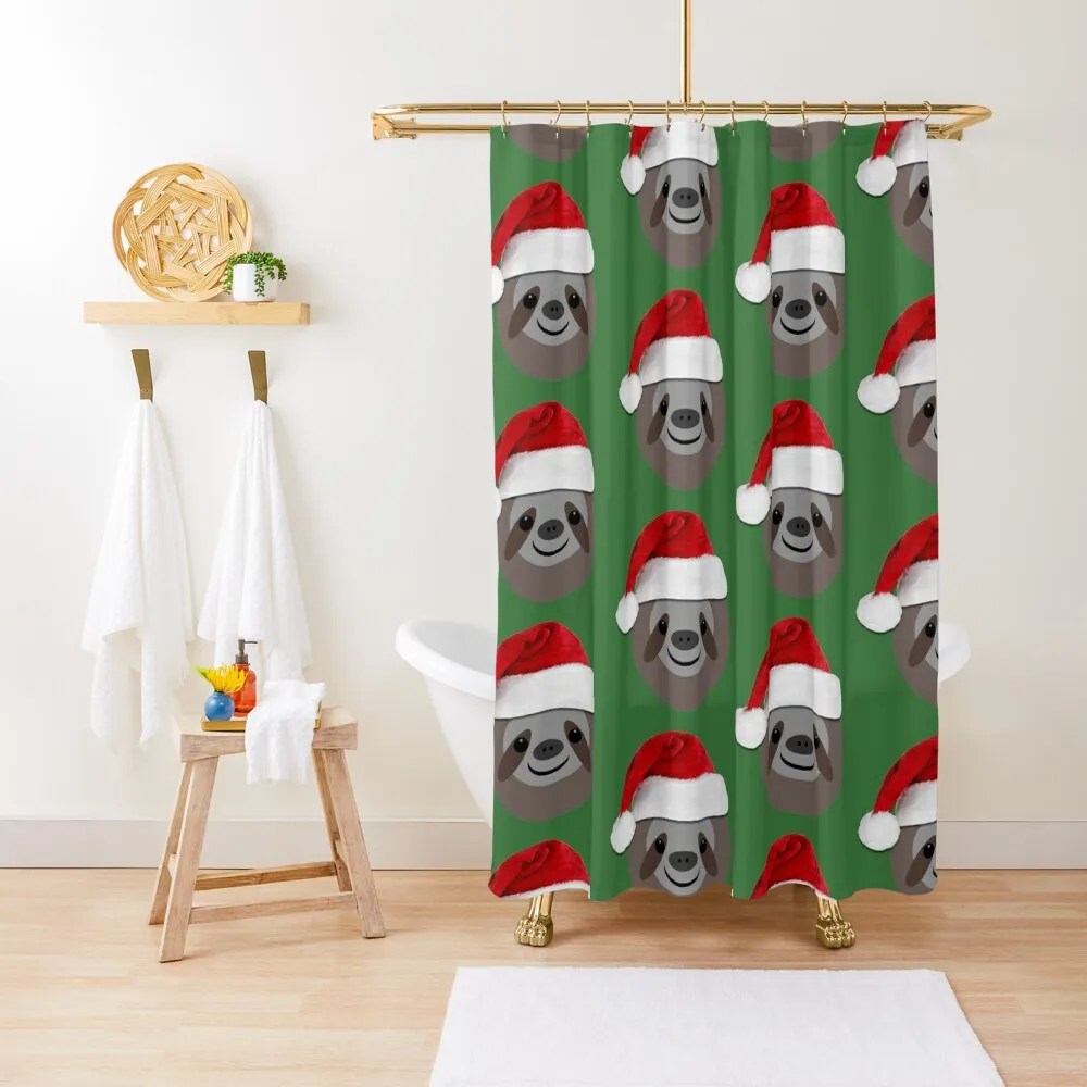 

Christmas sloth happy face animals festive Shower Curtain Anime Shower Elegant Bathroom Curtain