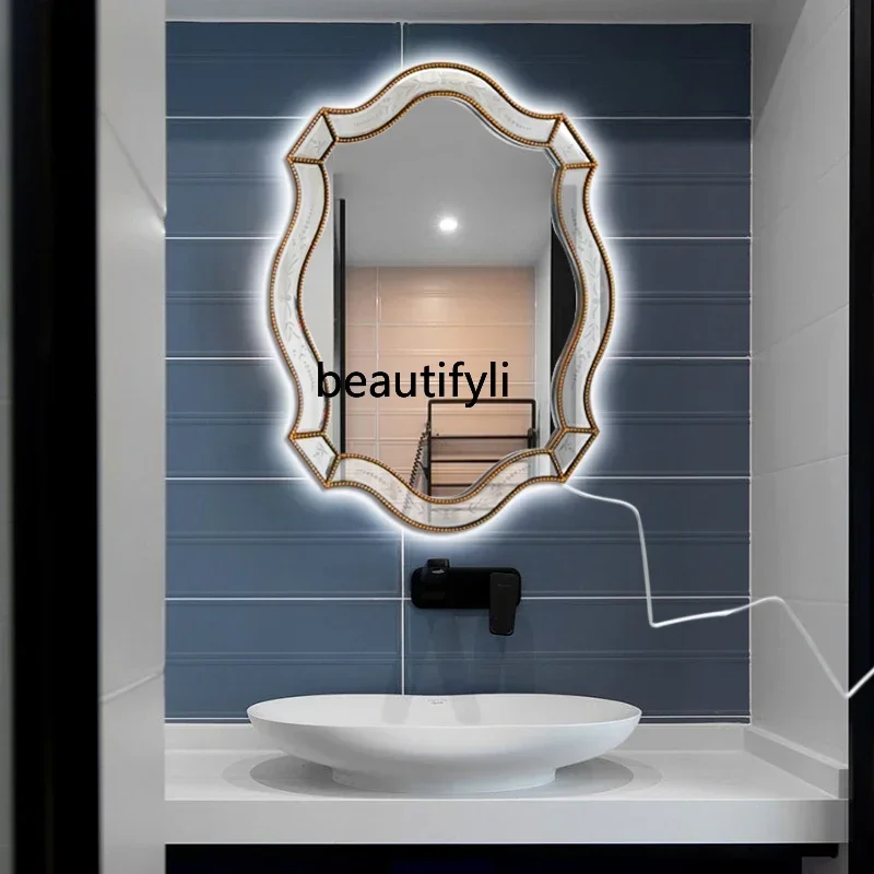 

smt03 ss new styelEuropean bathroom wash mirror American hanging mirror entrance countertop bedroom light luxury wall hanging ma