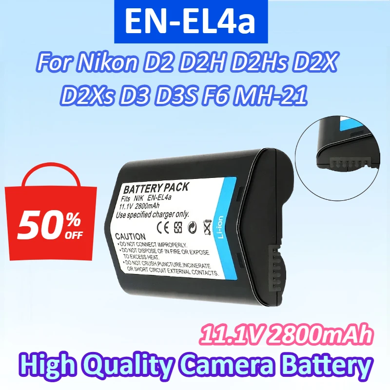 New 11.1V 2800mAh EN-EL4 EL4A Camera Battery for Nikon D2 D2H D2Hs D2X D2Xs D3 D3S F6 MH-21 ENEL4 ENEL4A EN EL4A EN EL4 Battery