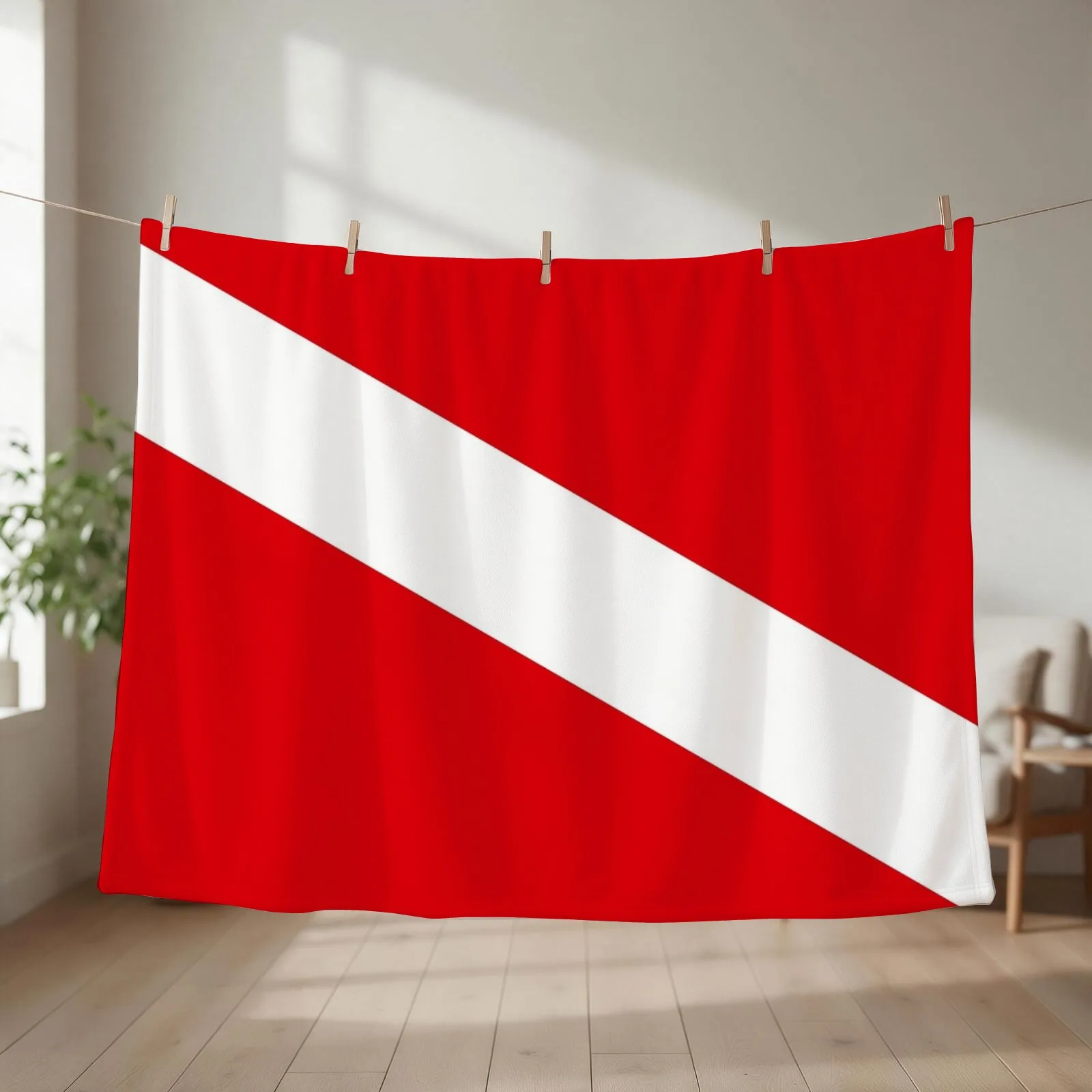 Scuba Diving Flag Throw Blanket couch cozy soft plush fuzzy picnic outdoor blanket