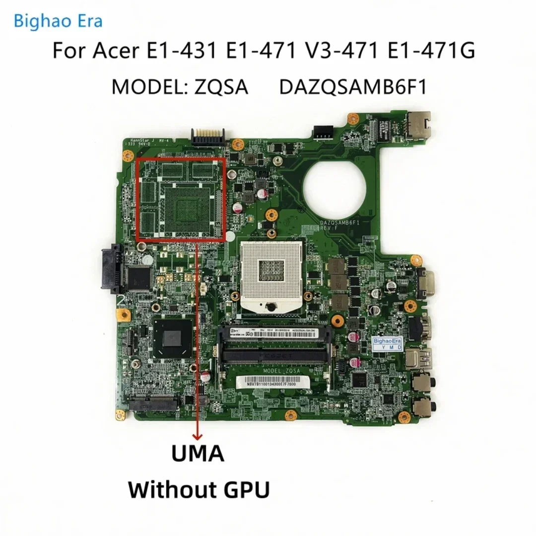 For Acer Aspire E1-431 E1-471 V3-471 E1-471G Laptop Motherboard With HM77 Chipset GT630M-1GB DAZQSAMB6F1 DAZQSAMB6E1 NBV7B11001