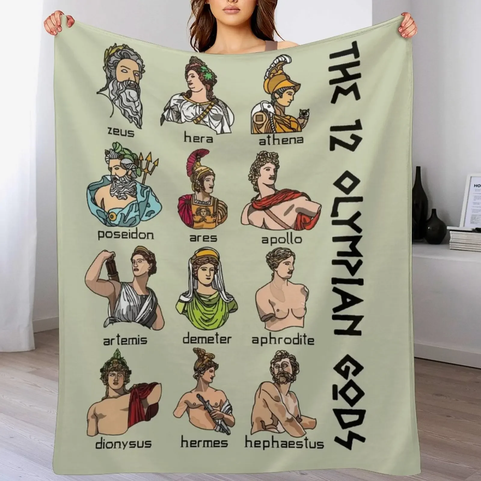 Twelve Olympians (color) : greek mythology Throw Blanket Thin Soft Blanket for Summer Night Sleeping