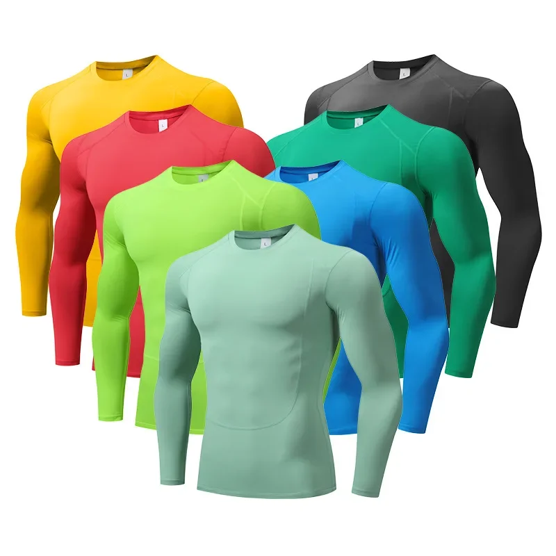 Male Jogging Homme Athletic Shirt Tops Men Compression T-shirt Long-sleeve Tights Sport Tees Running Gym Fitness Sweatshirt