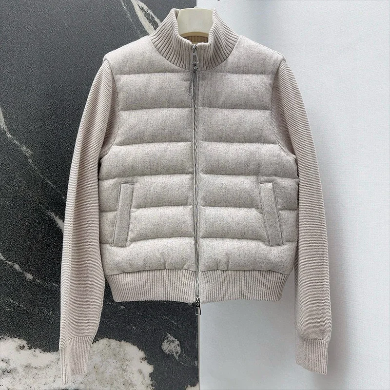 ملابس الخريف والشتاء النسائية عالية الجودة، معطف قصير من القطن المرقعة، سترة بسحاب مزدوج 25120515