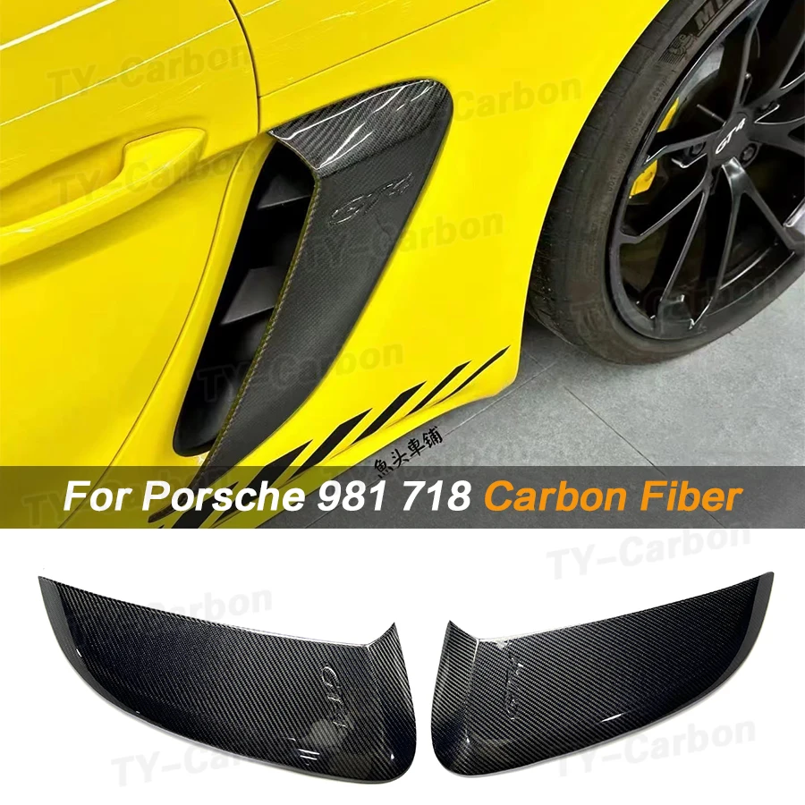 Real Carbon Fiber Side Vents For For Porsche 718 981 Boxster Cayman Car Accessories Side Air Vents 2pcs Grill Bodikit 2013-2023