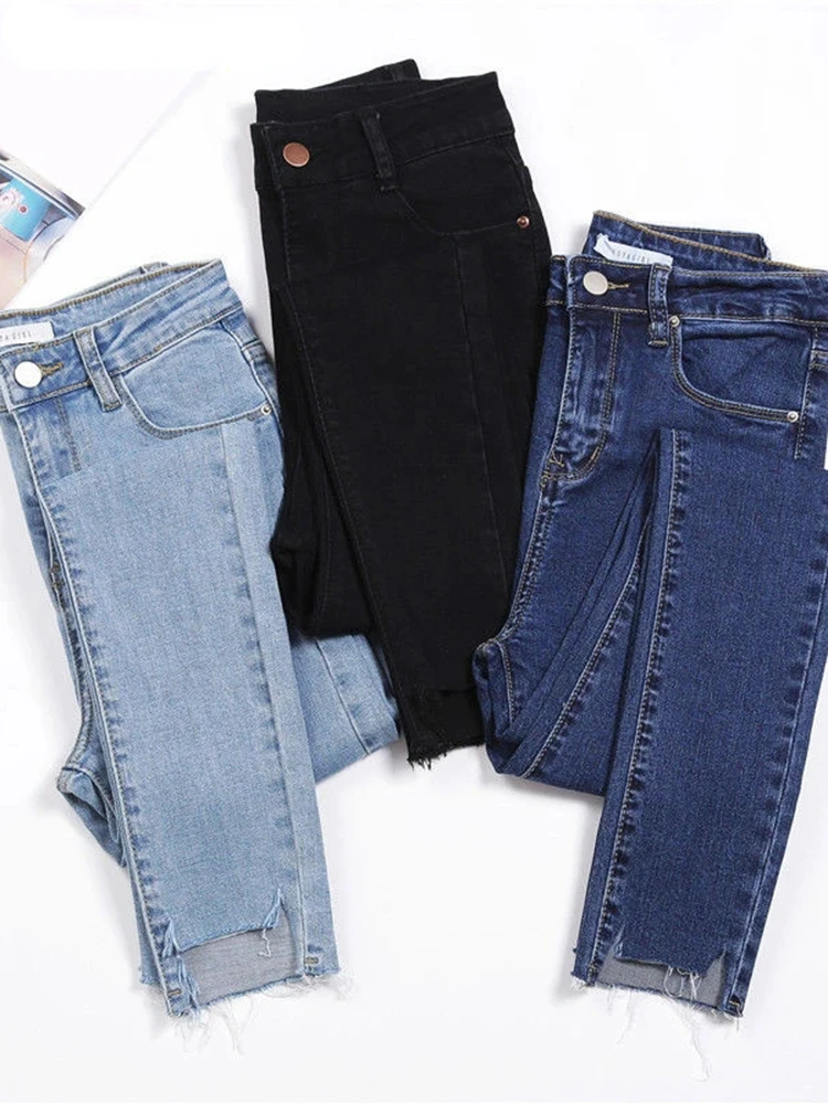 

Women Ankle-length Jeans Casual High Wasit Skinny Denim Pants Retro Leggings Vaqueros Streetwear Slim Pantalone Stretch Trouser