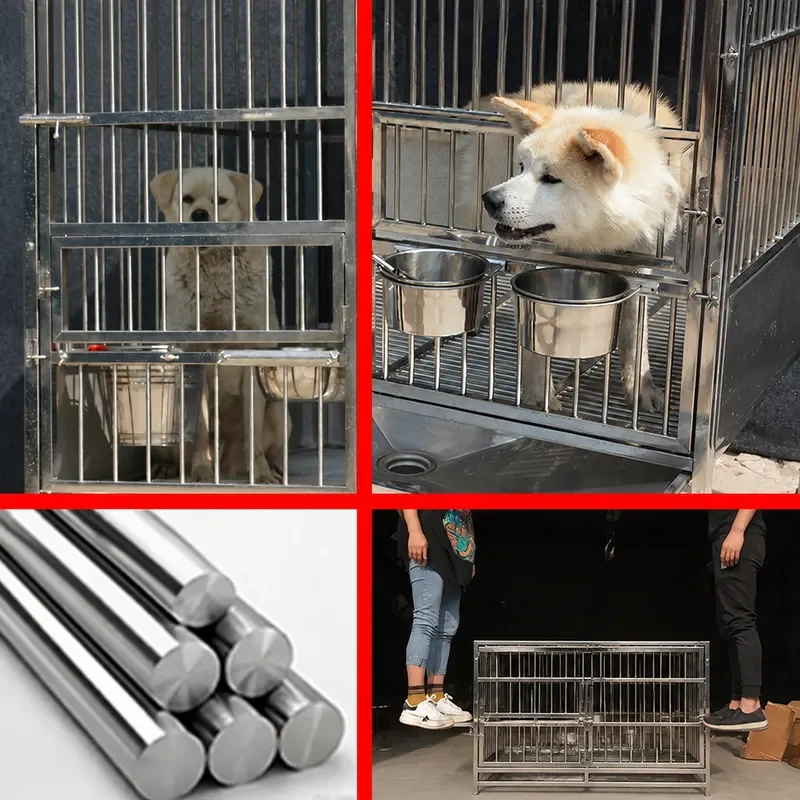 Solid Stainless Steel Dog Cage Medium Dog Outdoor Rainproof 304 Bold Reinforced Giant Bulldog Big Dog Cage