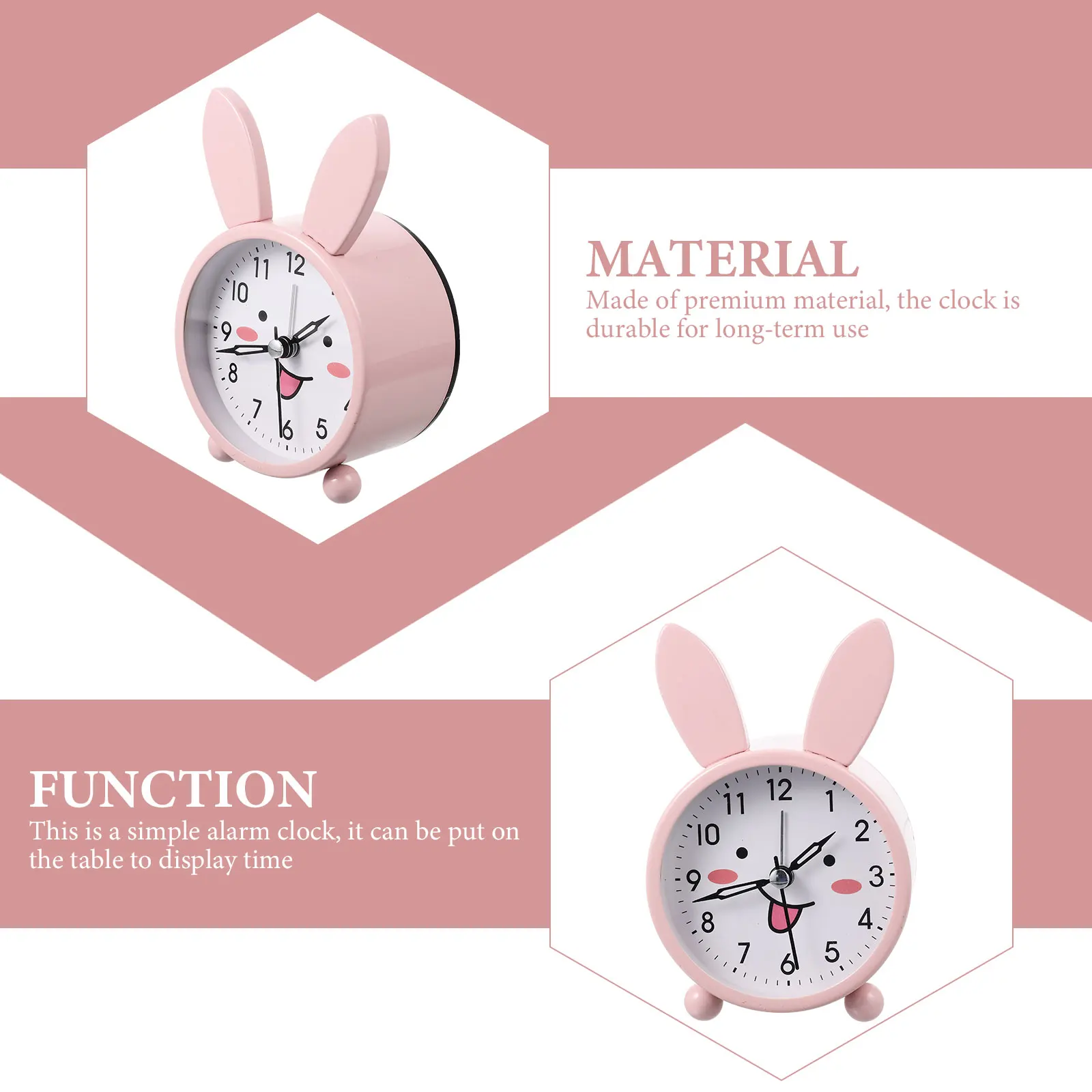 

Cartoon Rabbit Alarm Clock Desktop Small Cute for Kids Easter Bunny Decorations Tabletop Bedside